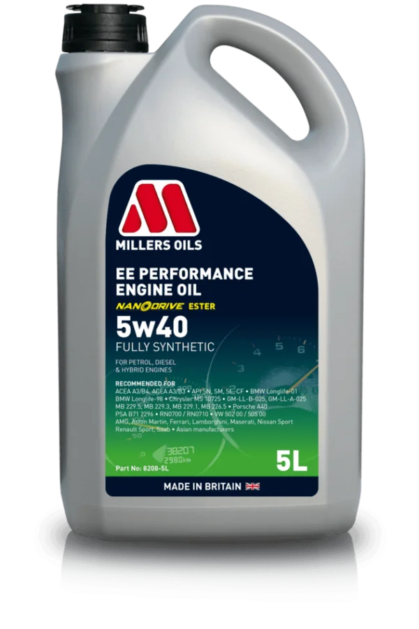 EE Performance 5w40 motorolie - Millers Oils