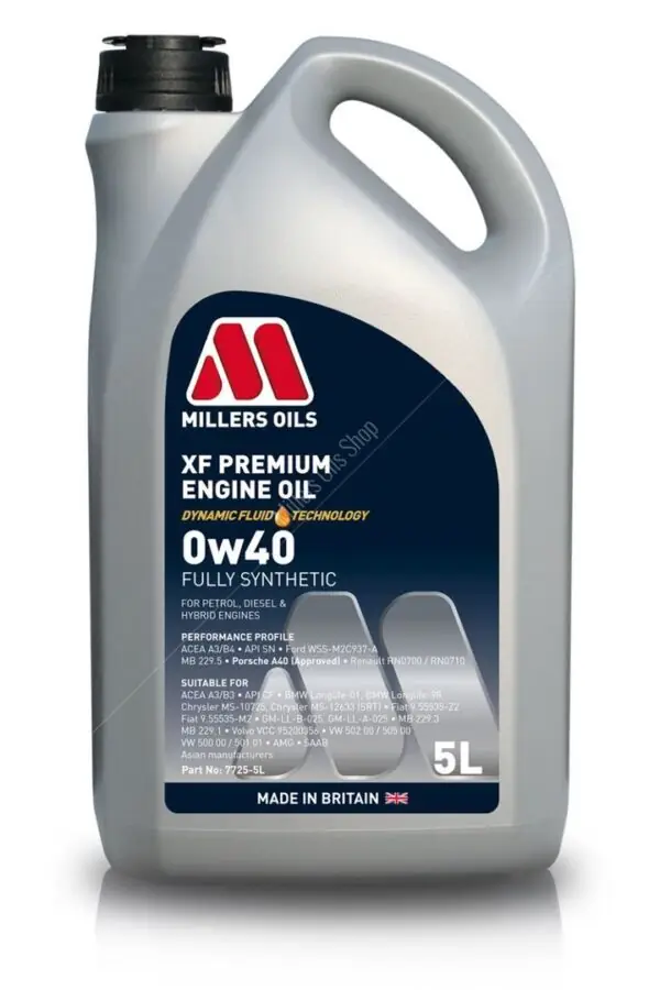 XF Premium 0W40 - Millers Oils